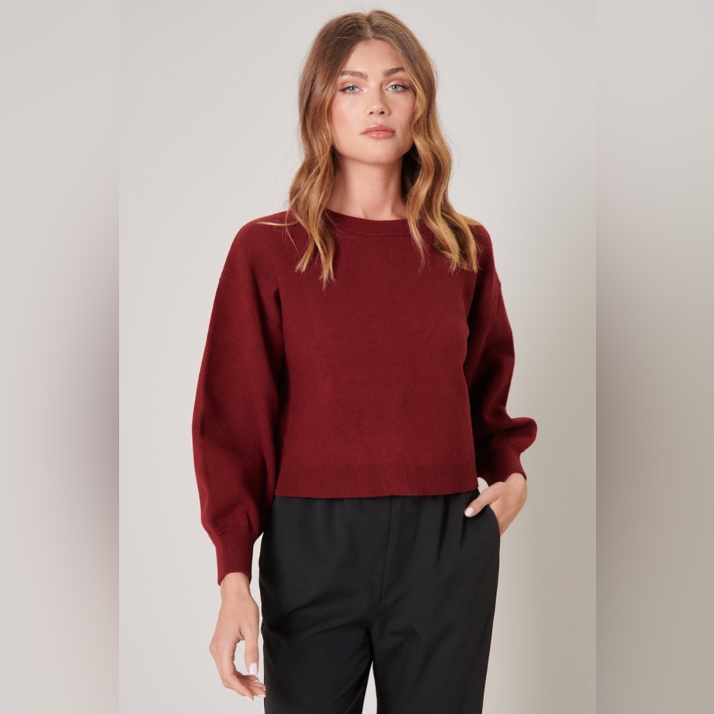 Sugar Lips burgundy balloon sleeve sweater NWOT
